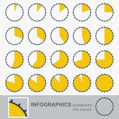 Set of the segmented circular charts with notches