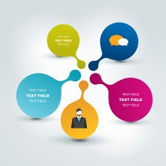 Networt round speech bubbles flow chart Infographics
