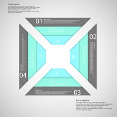 Square from four parts consists of three ribbons