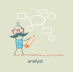 analyst draws a diagram with pencil