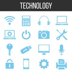 Vector technology and electronics icons set