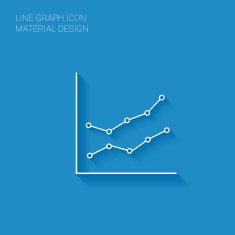 Line graph chart infographic element in modern flat design with