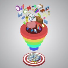 Money making process business process flat style isometric