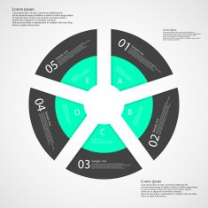Ring from five separate color parts