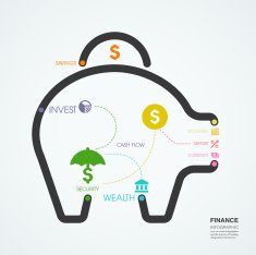 savings and economy concept diagram line style infographic template