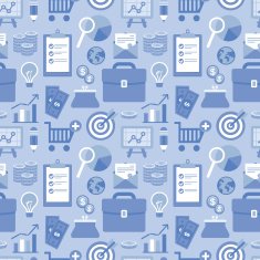 Vector flat seamless pattern with business icons