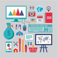 Flat Design - Business Vector Icons for different creative works