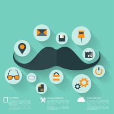 Hipster flat abstract background with web icons Interface symbols Cloud