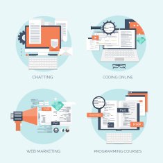 Vector illustration Flat computing background Programming coding Web development and N34
