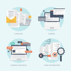 Vector illustration Flat computing background Programming coding Web development and N35