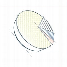 Pie chart hand-drawn style on paper with squares
