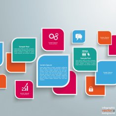 Abstract Round Colored Quadrates Design