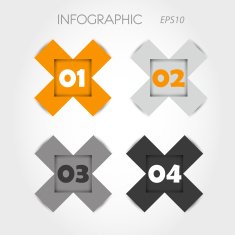 orange and grey infographic x with numbers