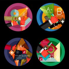 Set of option presentation labels flat design web infographic boxes N111