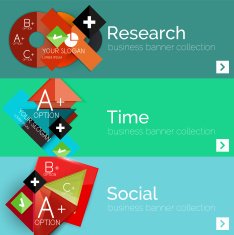 Flat design paper infographic banner set N224