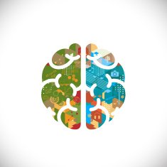brain symbol with colorful geometric and graphic concept N2
