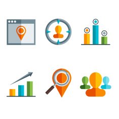 Vector business and finance icons sign in flat style