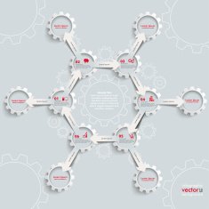 6 White Gears Arrows Cycle Hexagon Molecule