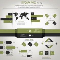 Retro infographics set World Map and Information Graphics Vector