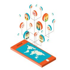 Conceptual image with social networks Flat isometry N11