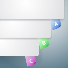 Three white paper notes Infographics template design N2