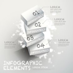 3d white block infographic elements