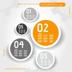 orange circle infographic buttons with numbers