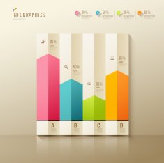 Colorful origami paper graph infographic