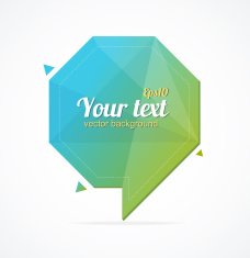 Abstract paper speech bubble and text
