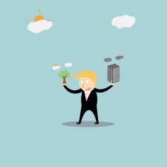 businessman using green energy