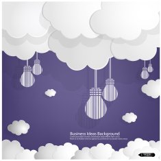 Blue sky background with lamp bulb symbols N2