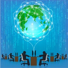Globe network connection Matrix technology template