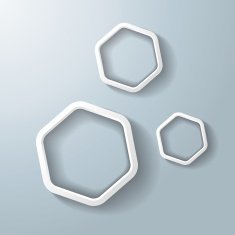 Three White Hexagon Rings