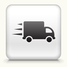 Square Button with Moving Truck interface icon N2