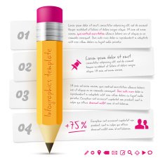 Infographics template with lead pencil and paper frames N2