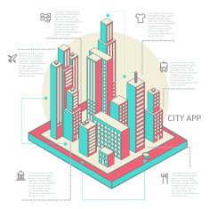 infographic made of colorful buildings N2
