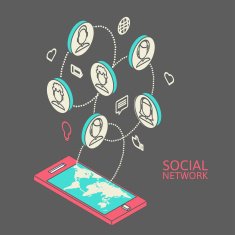 Conceptual image with social networks Flat isometric N5