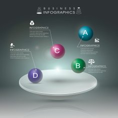realistic 3d glossy ball infographic elements