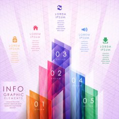 colorful translucent geometric bar chart infographic elements