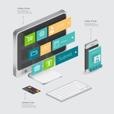 infographic communication shopping online e-commerce concept with smartphone computer