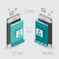 Vector infographic communication and connection concept with smartphone N2