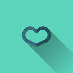 Blue heart icon Flat design