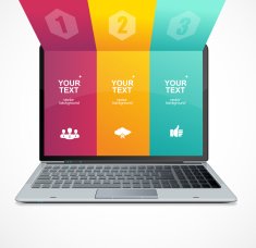 Text boxes infographics on laptop N3