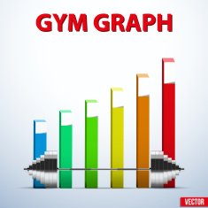 Background of barbell and diagram achieving