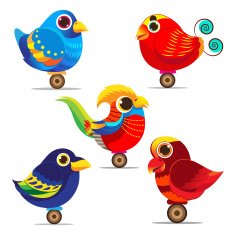 Bird cute set collection colorful