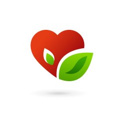 Heart and leaves symbol emblem icon
