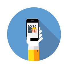 Flat Design Concept Cinema Icon Vector Illustration With Long Sh