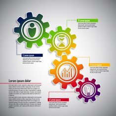 Business infographic with cogwheels and icons