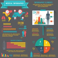 Medical info graphic design on dark background clean vector