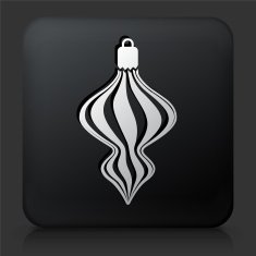 Black Square Button with Christmas Decoration Icon N14